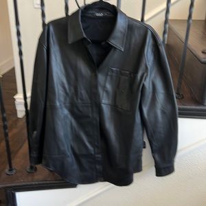 Black Vegan Leather top size 8